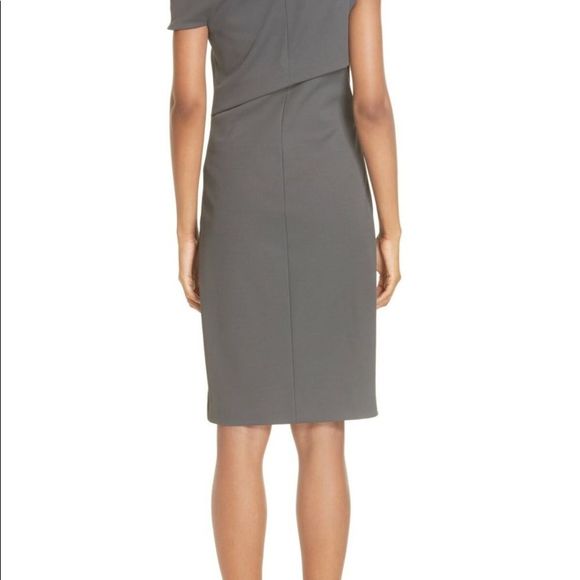 Helmet Lang Gray Twist Neck Ribbed Dress Large NWT - Picture 11 of 13